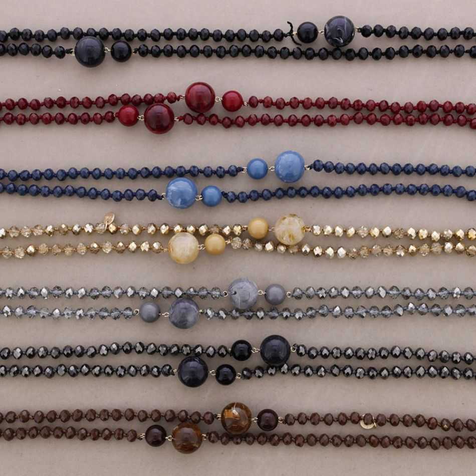 LONG NECKLACE FACETED CRYSTAL BEADS RESIN BEADS 150CM
