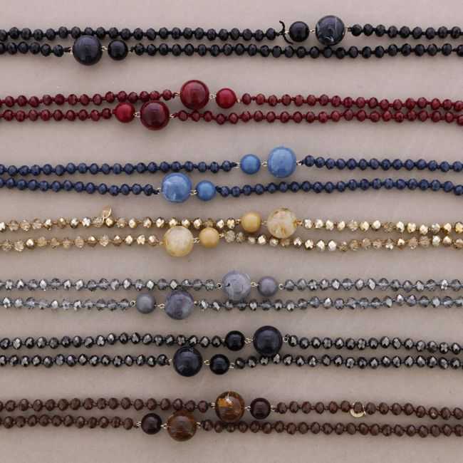LONG NECKLACE FACETED CRYSTAL BEADS RESIN BEADS 150CM