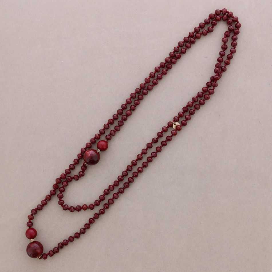 LONG NECKLACE FACETED CRYSTAL BEADS RESIN BEADS 150CM