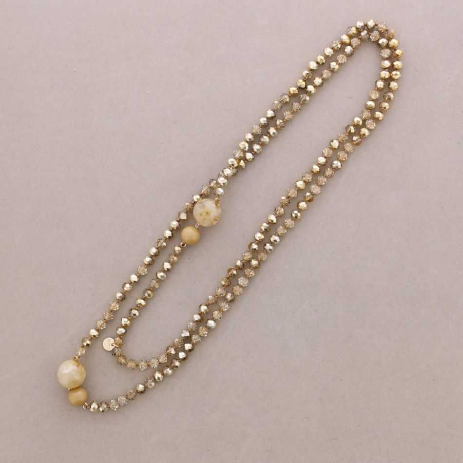 LONG NECKLACE FACETED CRYSTAL BEADS RESIN BEADS 150CM