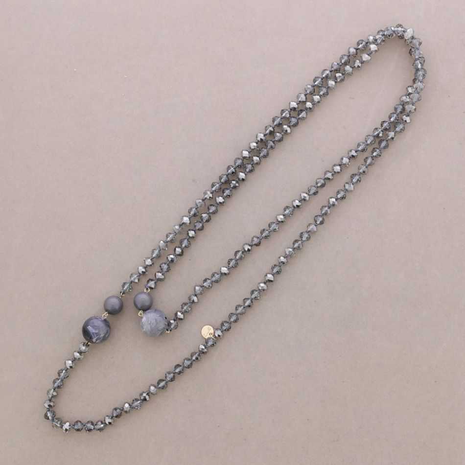 LONG NECKLACE FACETED CRYSTAL BEADS RESIN BEADS 150CM