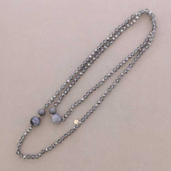 LONG NECKLACE FACETED CRYSTAL BEADS RESIN BEADS 150CM