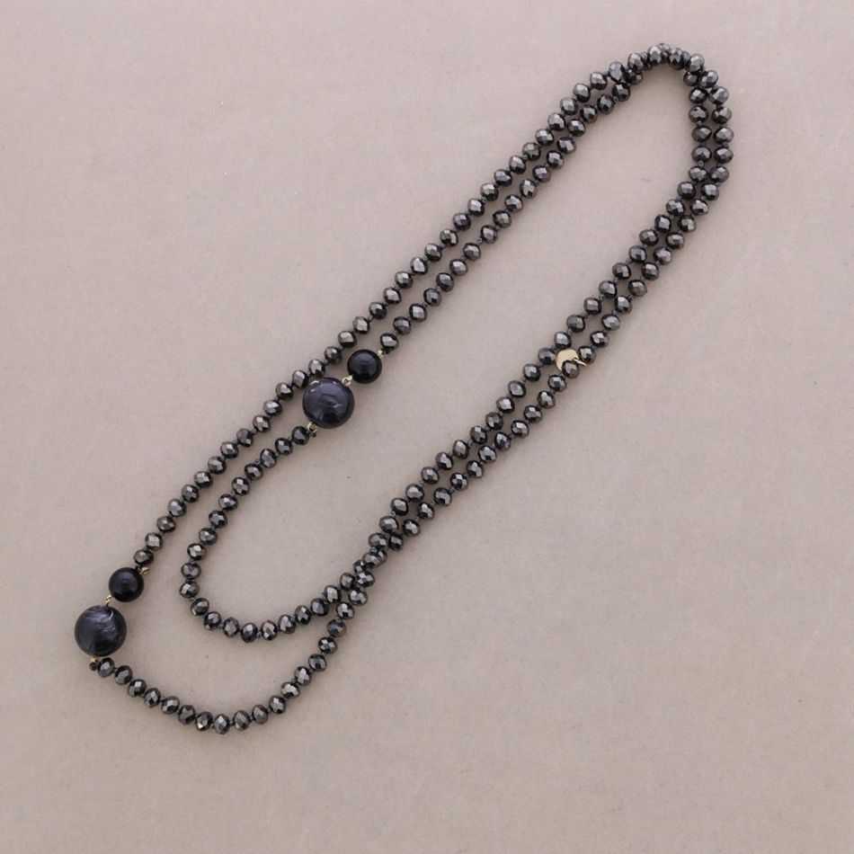 LONG NECKLACE FACETED CRYSTAL BEADS RESIN BEADS 150CM