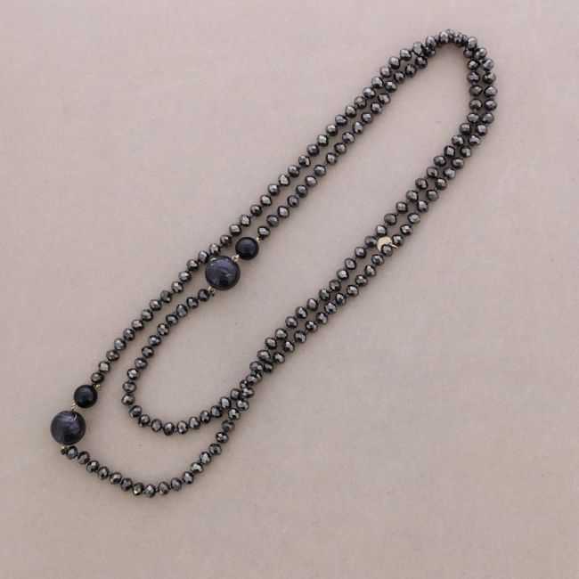 LONG NECKLACE FACETED CRYSTAL BEADS RESIN BEADS 150CM