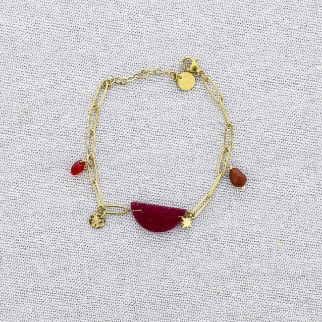STONE MEDAL PENDANT CHAIN STEEL BRACELET
