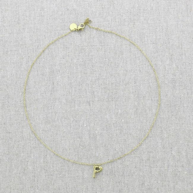 BAMBOO INITIAL P STEEL SHORT NECKLACE