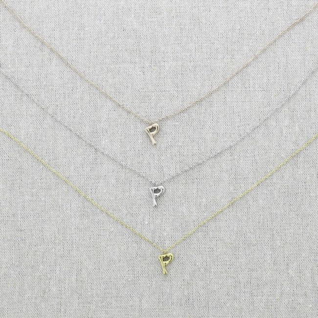 BAMBOO INITIAL P STEEL SHORT NECKLACE