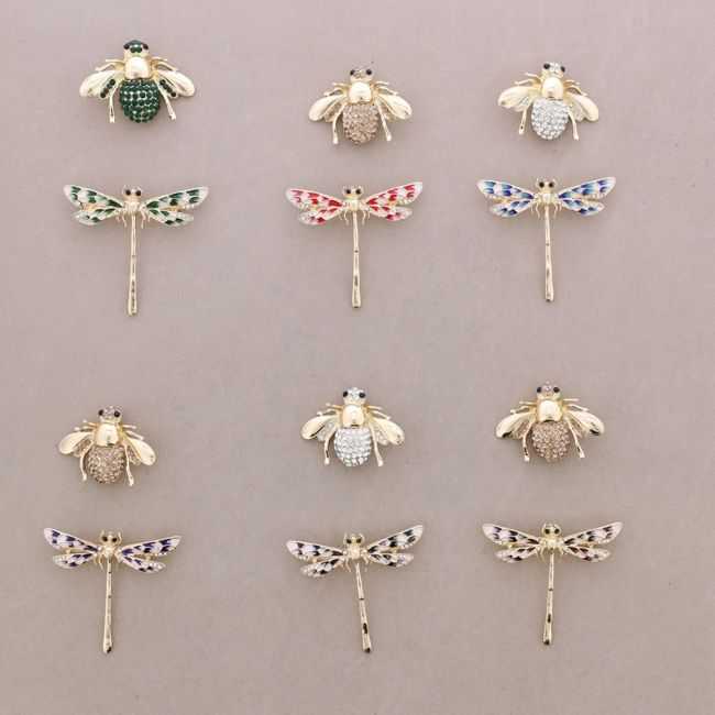BROCHE SET INSECTO LIBÉLULA CRISTAL METAL