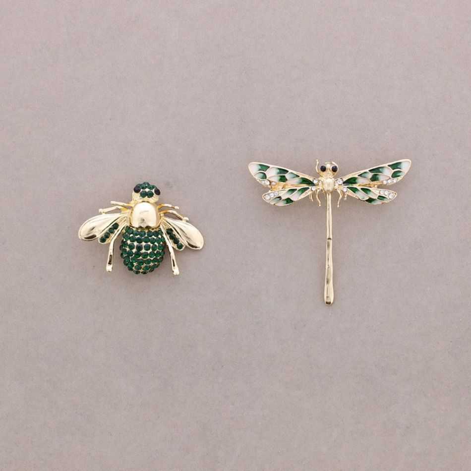 BROCHE SET INSECTO LIBÉLULA CRISTAL METAL