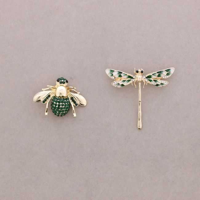 BROCHE SET INSECTO LIBÉLULA CRISTAL METAL