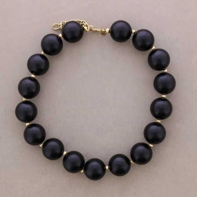 SHORT NECKLACE BEADS BALLS METALLIC FINISH