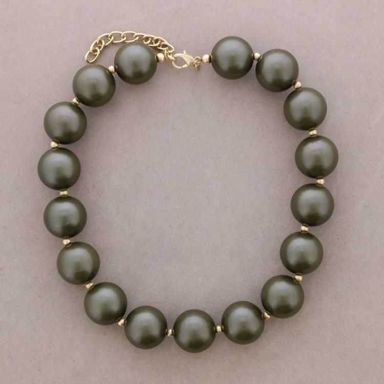 SHORT NECKLACE BEADS BALLS METALLIC FINISH