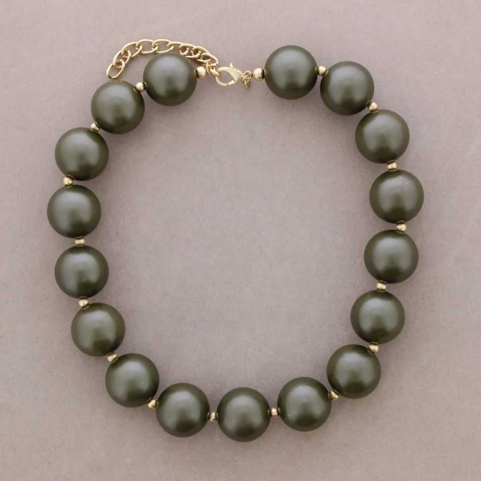SHORT NECKLACE BEADS BALLS METALLIC FINISH