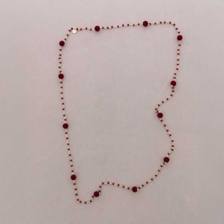 COLLAR LARGO CUENTAS CRISTALES FACETADOS BOLAS TERCIOPELO 120CM 2