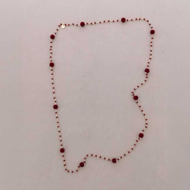 LONG NECKLACE FACETED CRYSTAL BEADS VELVET BEADS 120CM