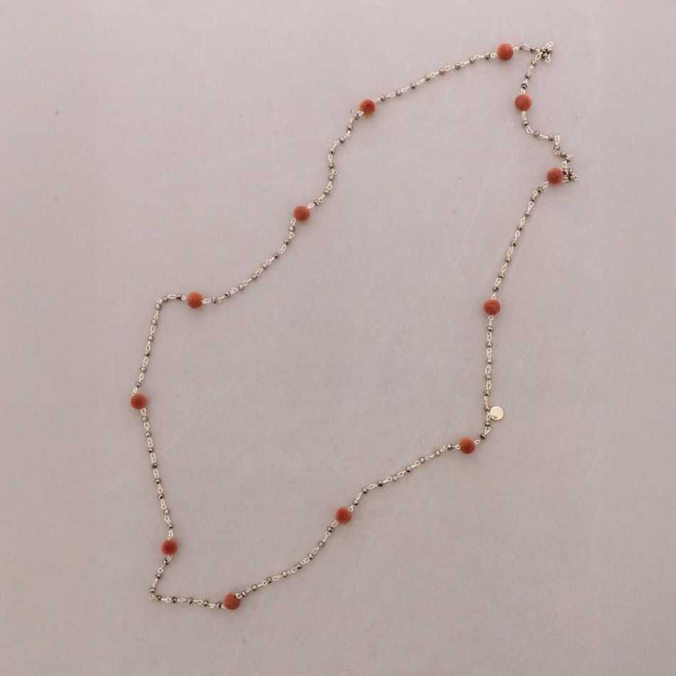 LONG NECKLACE FACETED CRYSTAL BEADS VELVET BEADS 120CM