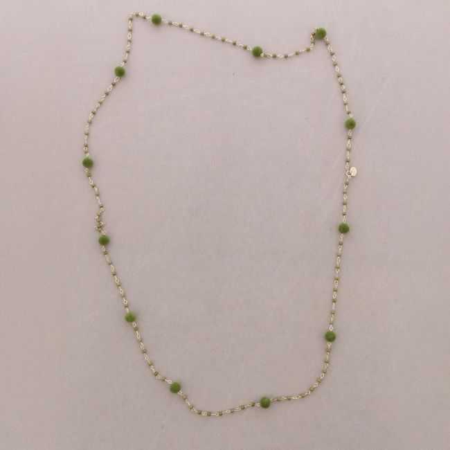 LONG NECKLACE FACETED CRYSTAL BEADS VELVET BEADS 120CM
