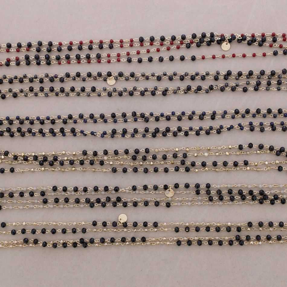 LONG NECKLACE FACETED CRYSTAL BEADS 150CM