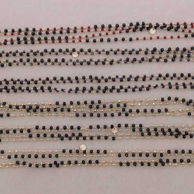 LONG NECKLACE FACETED CRYSTAL BEADS 150CM