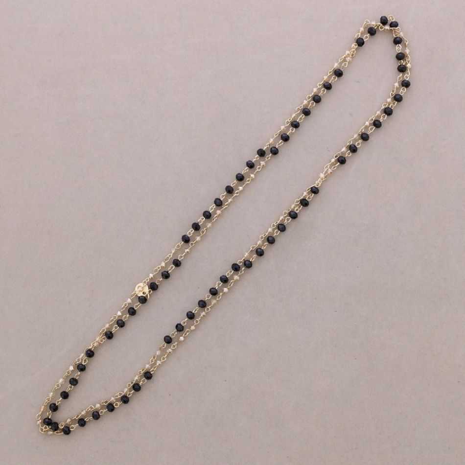 LONG NECKLACE FACETED CRYSTAL BEADS 150CM