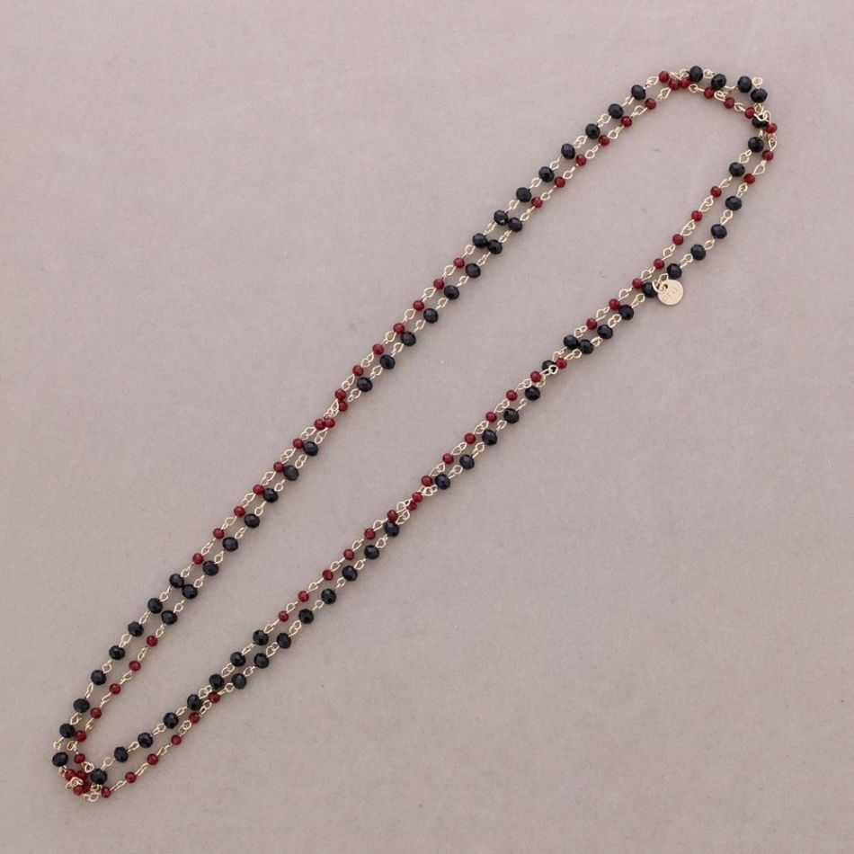LONG NECKLACE FACETED CRYSTAL BEADS 150CM