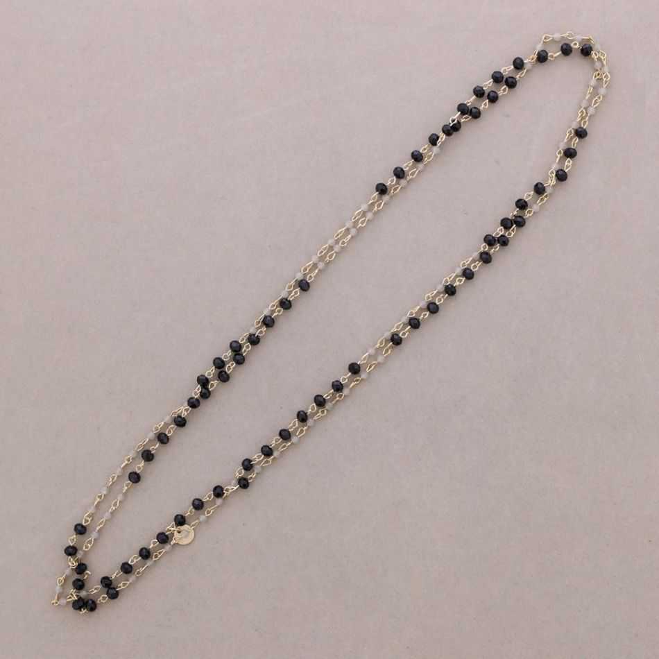 LONG NECKLACE FACETED CRYSTAL BEADS 150CM