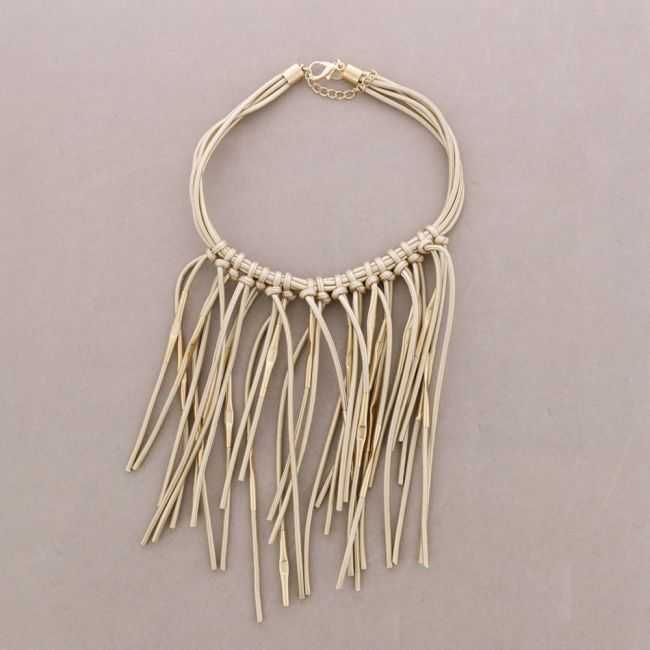 GARGANTILLA CORDÓN SINTÉTICO FLECOS TUBOS METAL