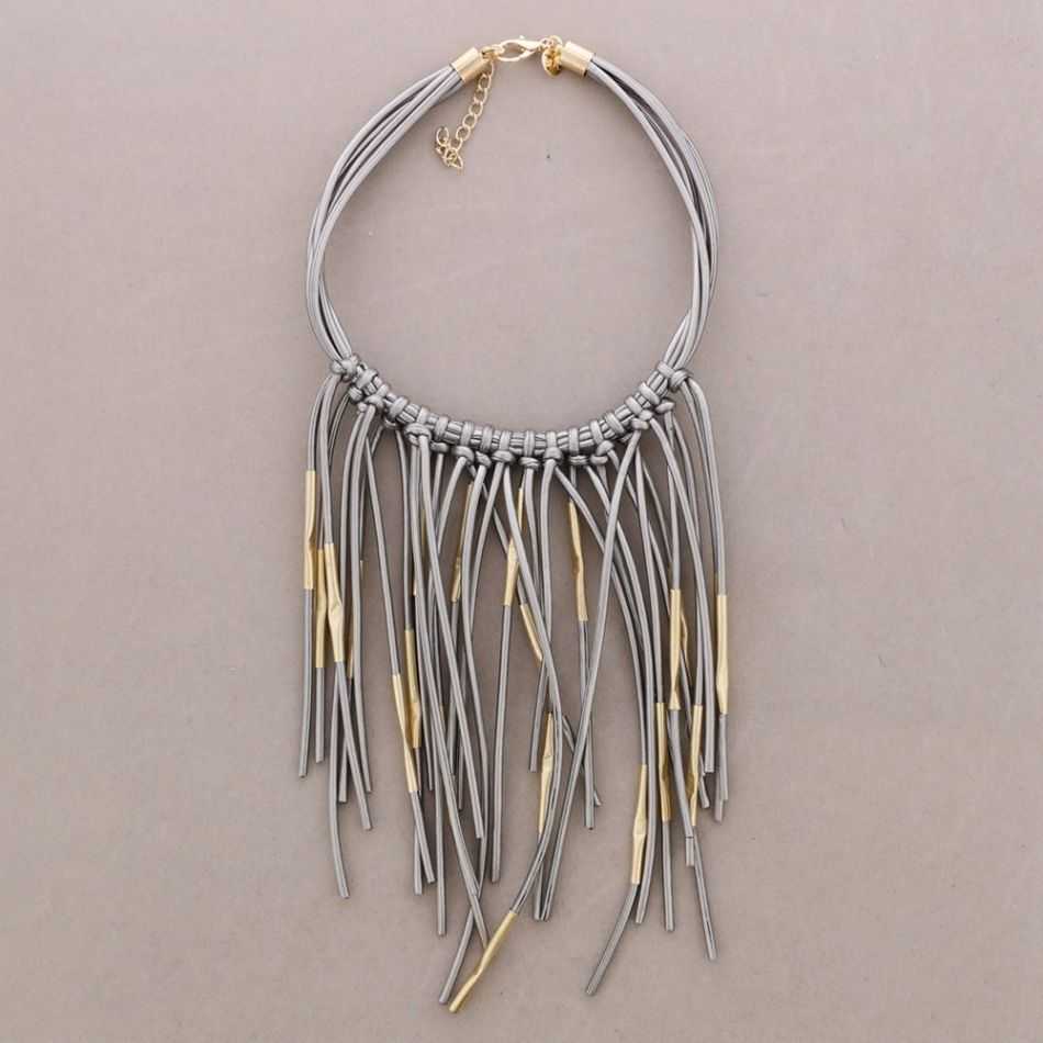 GARGANTILLA CORDÓN SINTÉTICO FLECOS TUBOS METAL