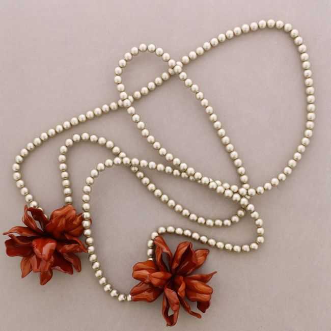 COLLAR LARGO DOBLE VUELTA DOBLE FLOR RESINA