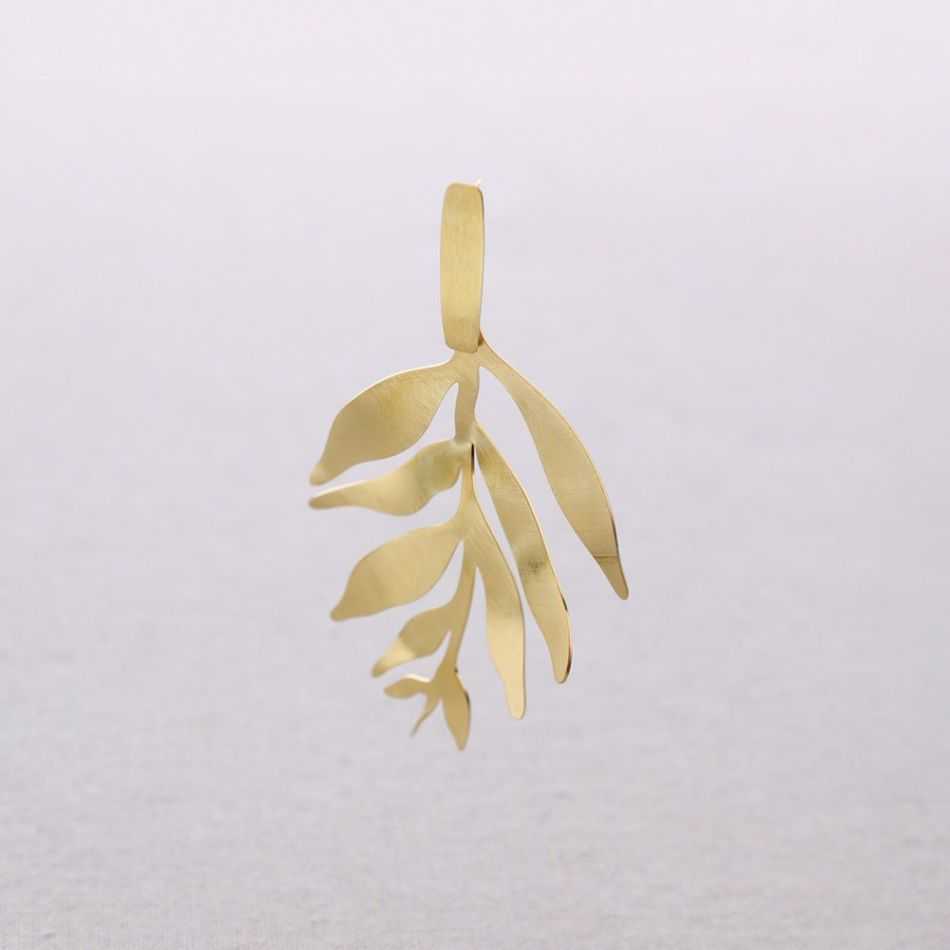 PENDIENTES ACERO COLGANTE RAMA HOJA