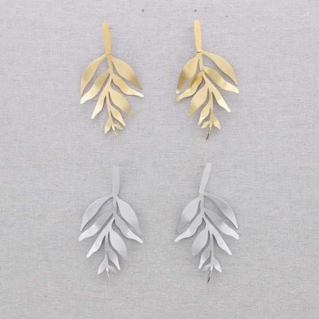 PENDIENTES ACERO COLGANTE RAMA HOJA