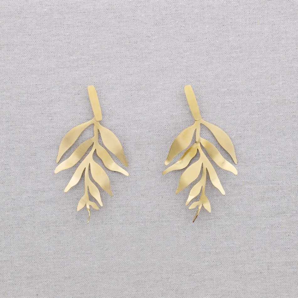 PENDIENTES ACERO COLGANTE RAMA HOJA