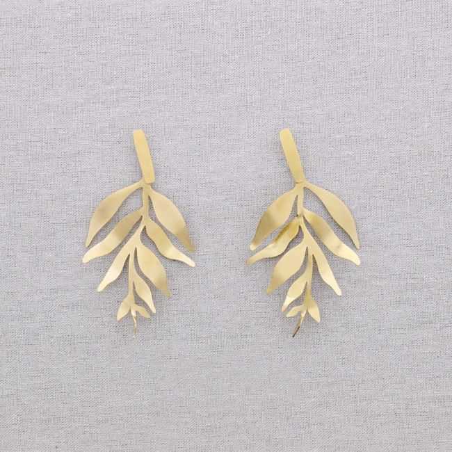 PENDIENTES ACERO COLGANTE RAMA HOJA