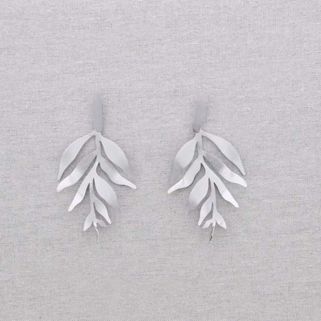PENDIENTES ACERO COLGANTE RAMA HOJA