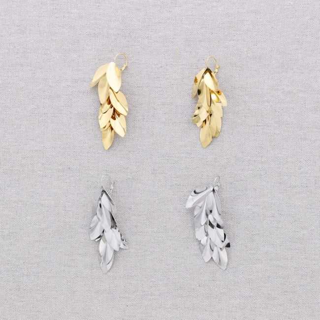 STEEL LEAF PENDANT EARRINGS