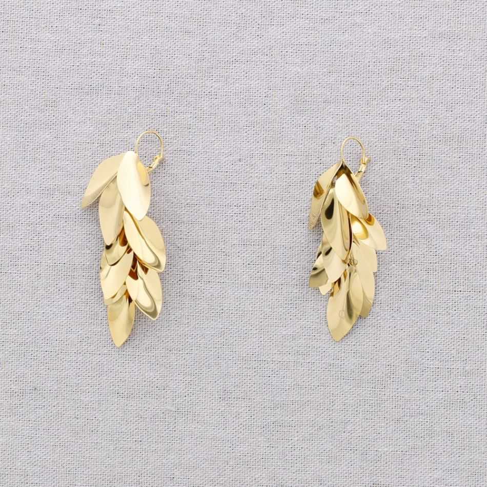 STEEL LEAF PENDANT EARRINGS