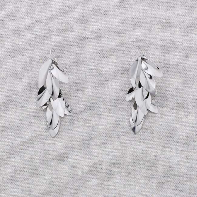 STEEL LEAF PENDANT EARRINGS
