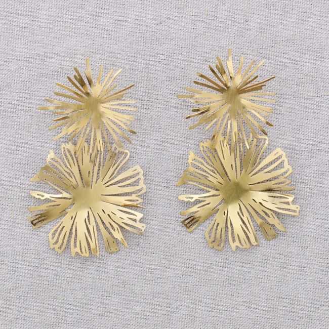 DOUBLE FLOWER SPARKLING STEEL EARRINGS