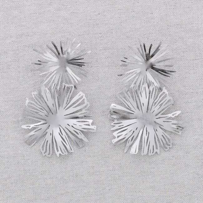DOUBLE FLOWER SPARKLING STEEL EARRINGS