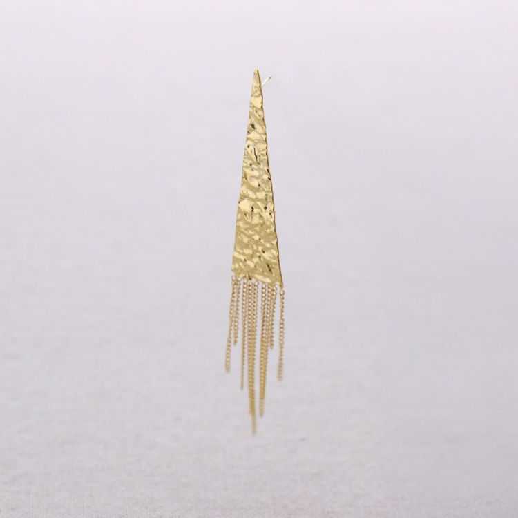 TRIANGULAR STEEL EARRINGS WITH FRINGE