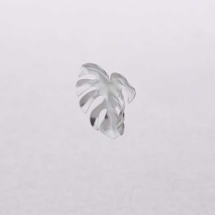 STEEL EARRINGS WITH CHEESE PLANT LEAF
