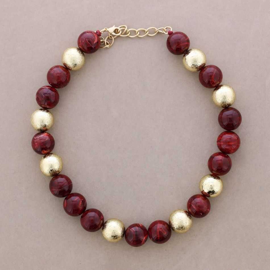 CHOKER WITH BEADS, BALLS, METALLIC FINISH, AND RESIN