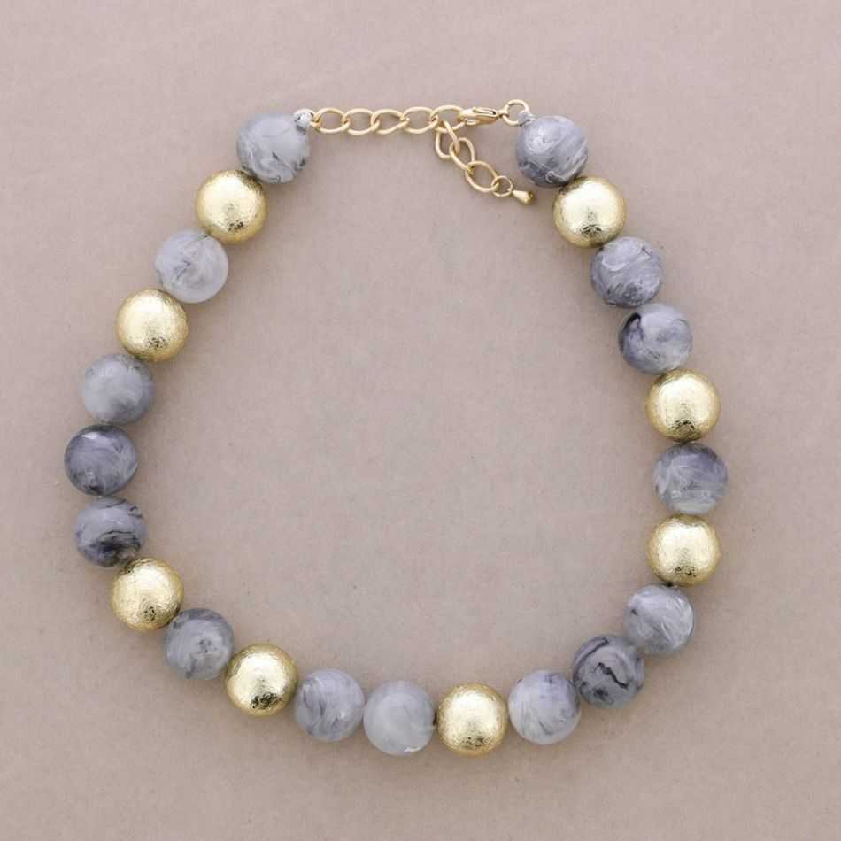 CHOKER WITH BEADS, BALLS, METALLIC FINISH, AND RESIN