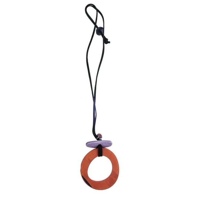 LONG RESIN CIRCLE PENDANT NECKLACE