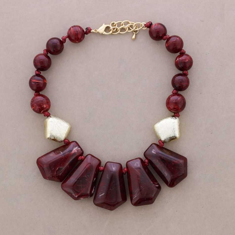 CHOKER WITH BEADS, METALLIC FINISH, AND RESIN