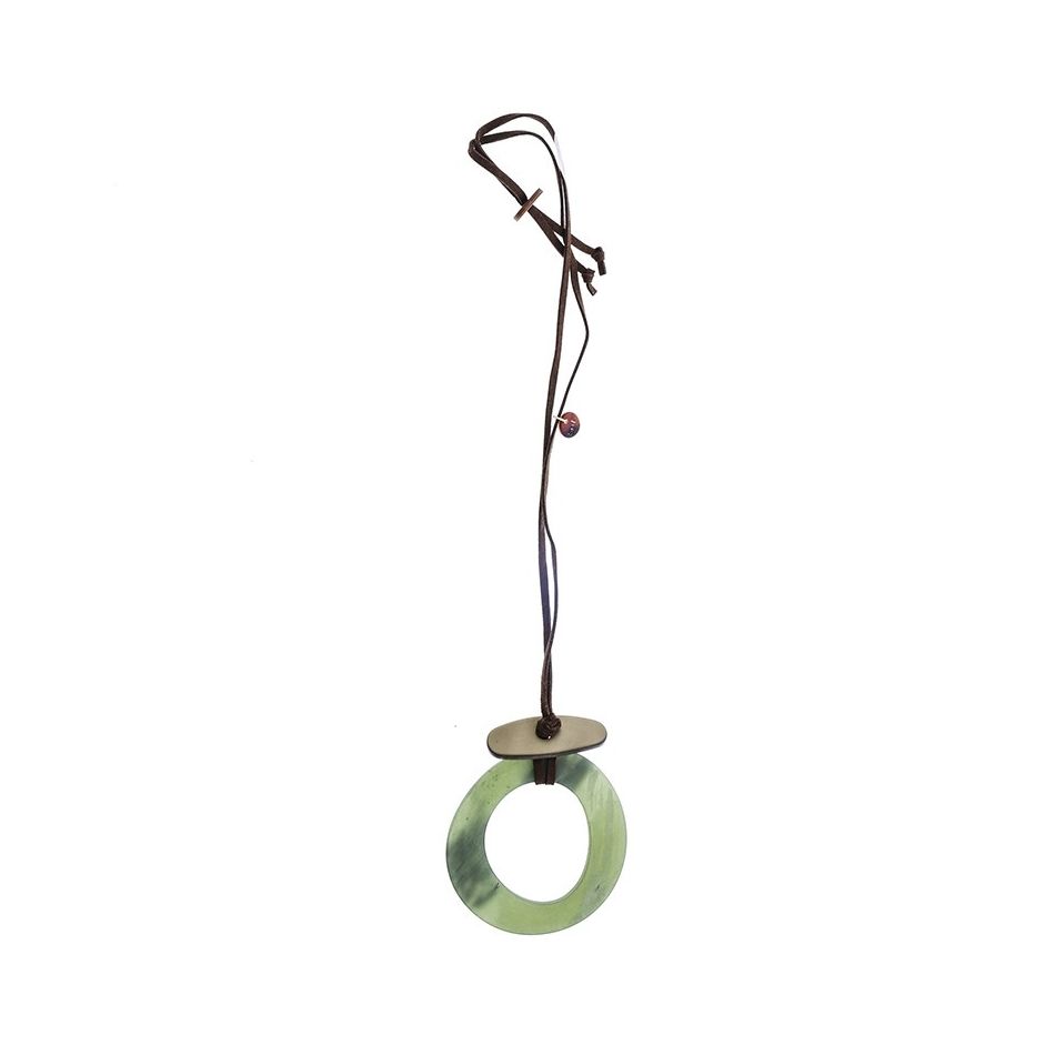 LONG RESIN CIRCLE PENDANT NECKLACE