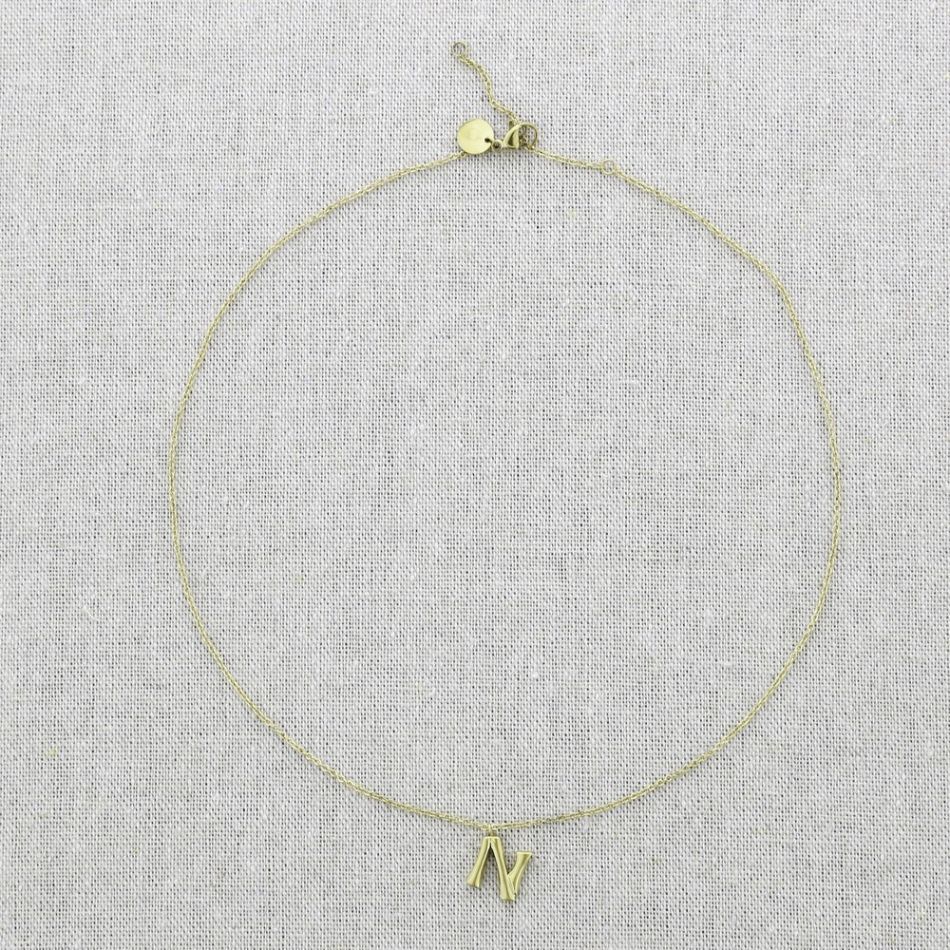 BAMBOO INITIAL N STEEL SHORT NECKLACE