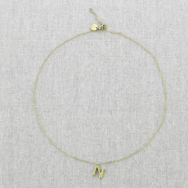 BAMBOO INITIAL N STEEL SHORT NECKLACE