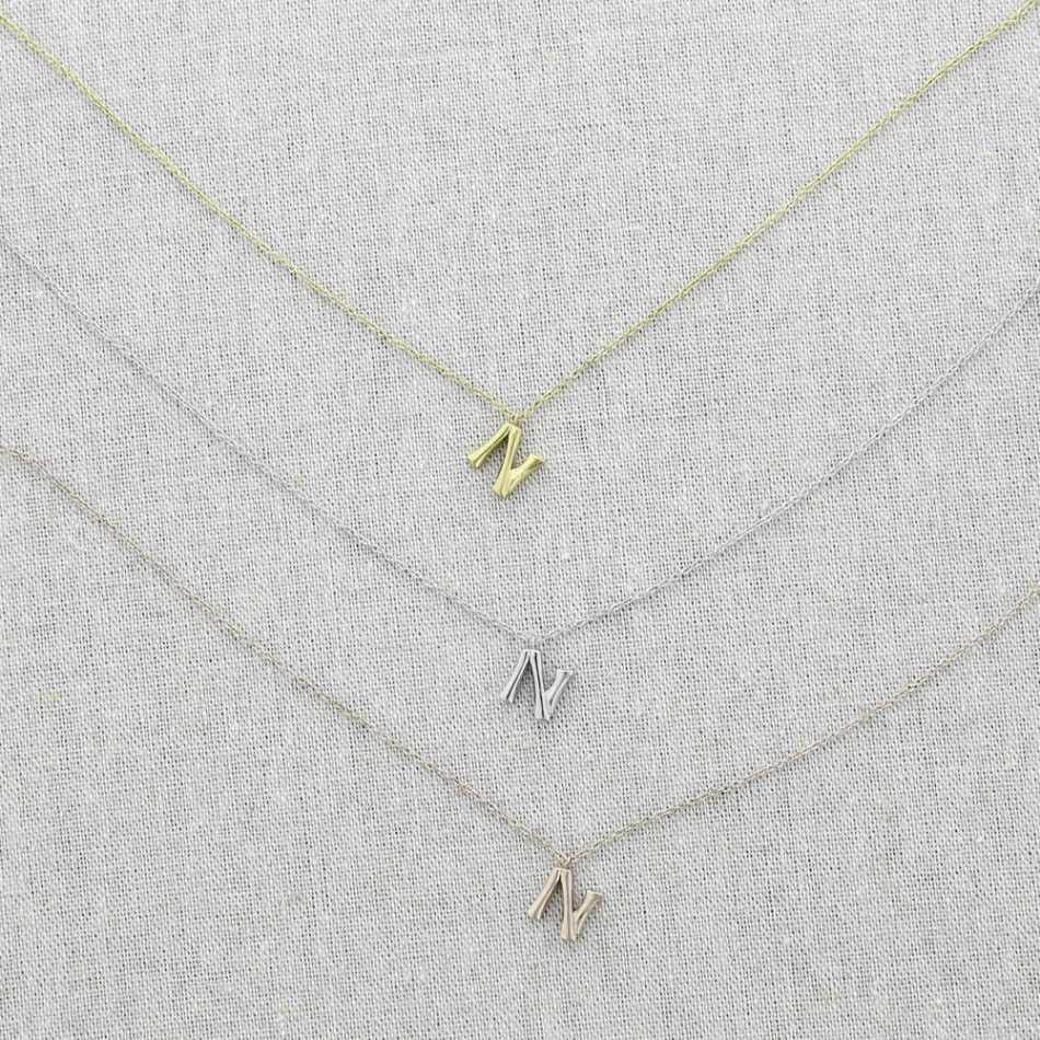 BAMBOO INITIAL N STEEL SHORT NECKLACE
