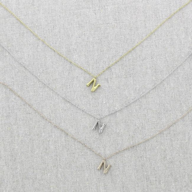 BAMBOO INITIAL N STEEL SHORT NECKLACE